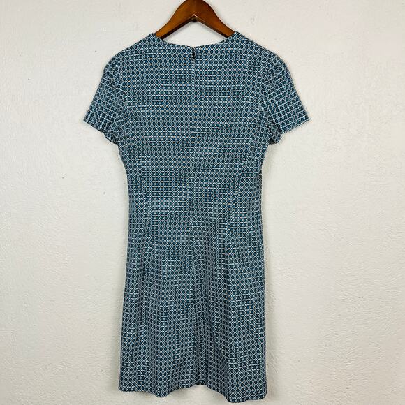 Theory Mod Print Sheath Dress Short Sleeve Knee Length Career - 0 - Picture 4 of 6